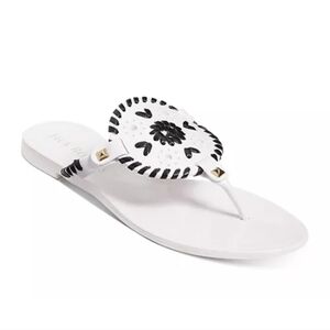 New NWOT Jack Rogers Georgia White And Black Thong Flip Flop Beach Jelly Sandals